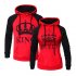 Wen and Women Couple Hooded Black and White Loose Pullover Shirt red QUEEN L