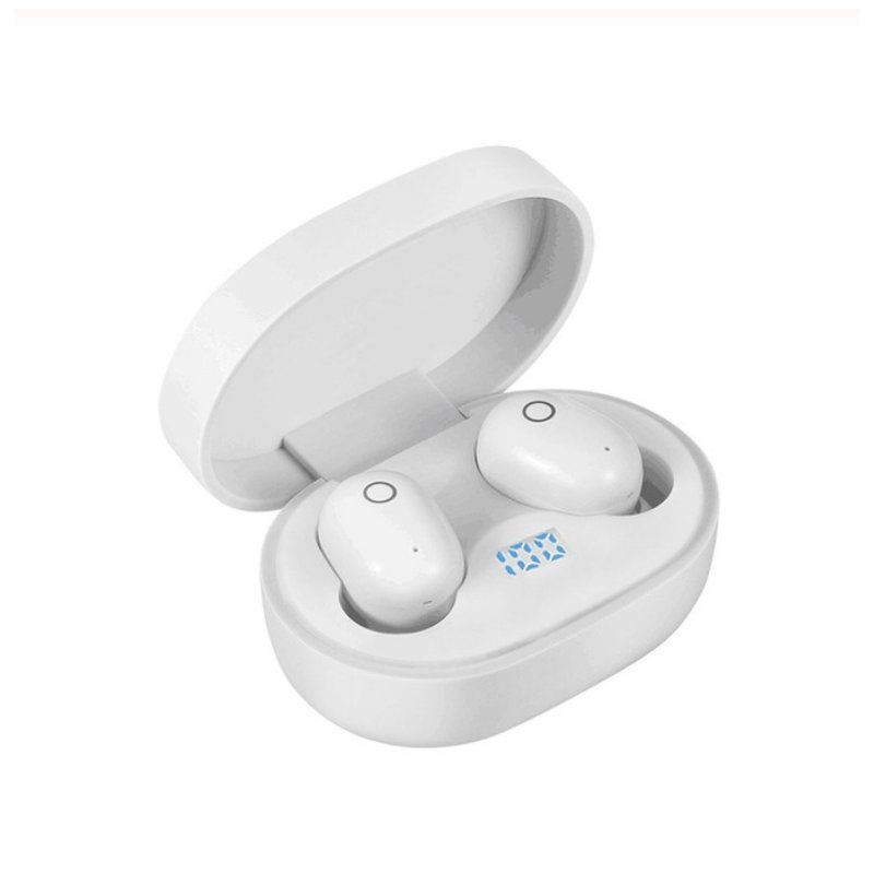 Wireless Earphone for IOS Android Cellphones Bluetooth V5.0 LED Display With Charging Bin Power Bank  white