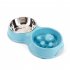 Wheat Straw Stainless Steel Double Bowl with Nonslip Pad for Pet Feeding