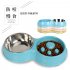 Wheat Straw Stainless Steel Double Bowl with Nonslip Pad for Pet Feeding