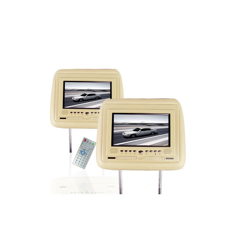 Wholesale Car Headrest DVD TV Player 7 Inch TFT Screen Pair Tan