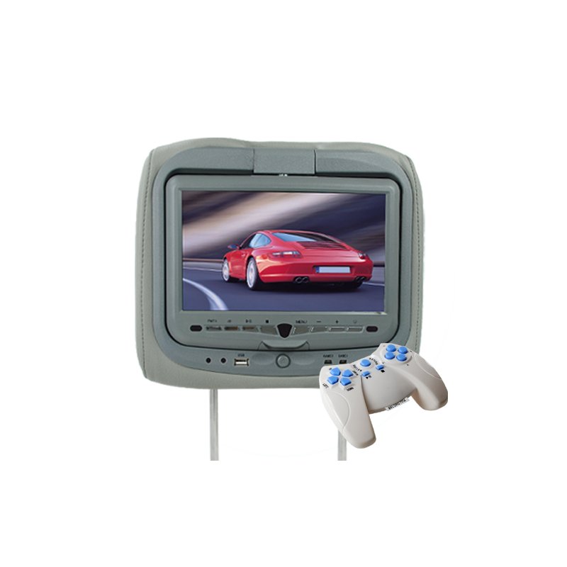 Car Headrest with DVD Player, Game System, and Media Card Reader