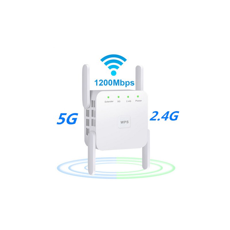 WiFi Amplifier 5G 1200Mbps  WiFi Router 2 External Antenna Wifi Range Amplifier Wifi 1200Mbps white US regulations