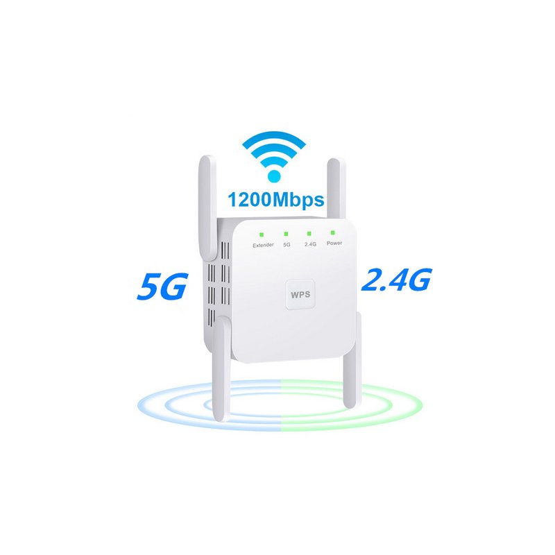 WiFi Amplifier 5G 1200Mbps  WiFi Router 2 External Antenna Wifi Range Amplifier Wifi 1200Mbps white British regulations
