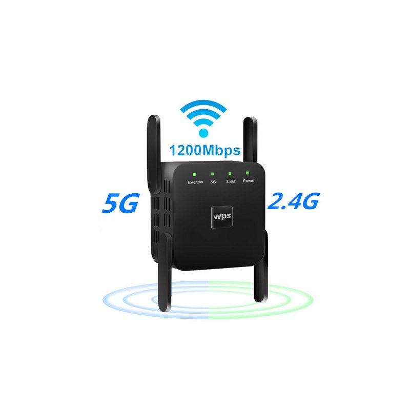 WiFi Amplifier 5G 1200Mbps  WiFi Router 2 External Antenna Wifi Range Amplifier 0Mbps black European regulations
