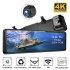 Wifi Dual Dash Cam 4k Gps 12 inch Rear View Mirror Camera HD Car Rear View Dvr Recorder Black