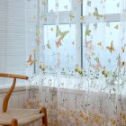 Window Curtain Branch Butterfly Offset Screen for Living Room Home Shading Decoration W100cm   H270cm  wearing rod  green