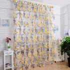 Window Curtain Tulle with Yellow Floral Printing for Bedroom Living Room Balcony  1m wide * 2m high_Yellow yarn