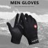 Windproof Sports Gloves Touch Screen Gloves Hook and Loop Fasteners Climbing Cycling black L