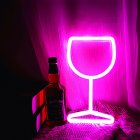Wine Glass Neon Signs, USB Or Battery Powered LED Goblet Neon Light, KTV Bar Festival Atmosphere Lamp, Bedroom Wall Decoration, Wedding Supplies Birthday Gifts pink