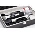 Wine gift set including a rechargeable electric wine bottle opener  a foil cutter  a wine thermometer  a vacuum wine stopper  a wine collar and a wine pourer 
