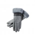 Winter Cashmere Gloves For Women Outdoor Heart-shaped Touch Screen Thickened Fleece-lined Cold Resistant Warm Gloves For Cycling Camping DY50 gray One size fits all