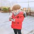Winter Kid Thicken Cotton Hoodie Coat Furry Collar Zipper Boy Girl Overcoat red 100cm