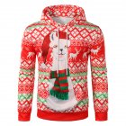 Winter Male Hoodie Casual Christmas Digital Printing Hooded Pullover Male Sweater  red M