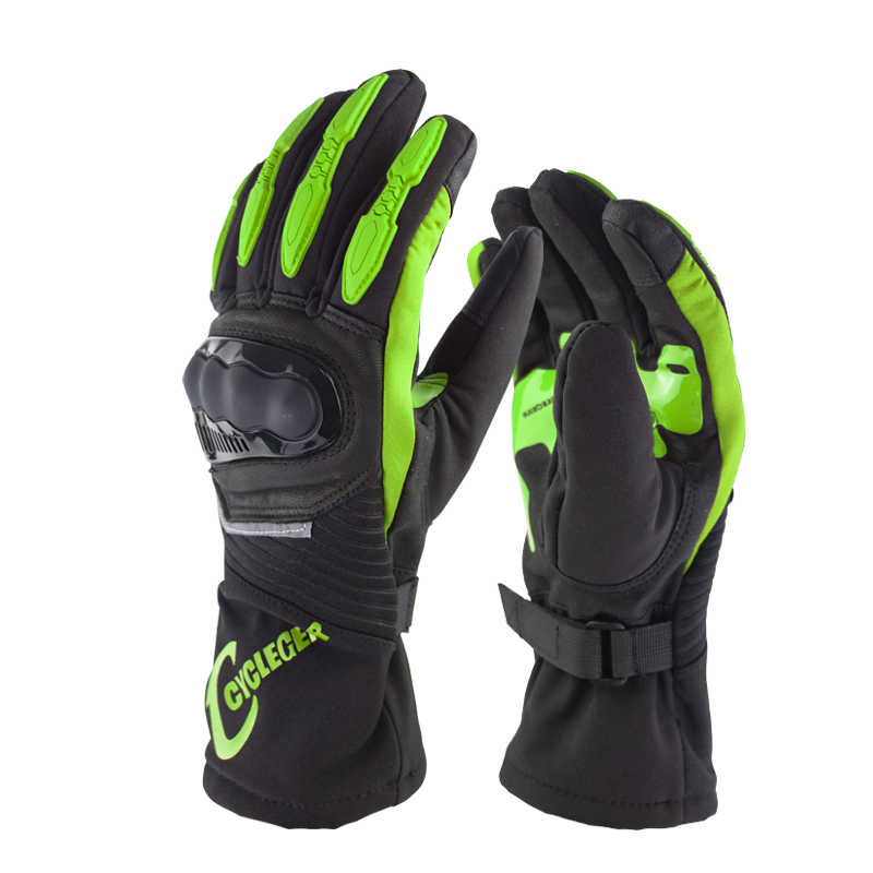 Winter Motorcycle Waterproof Gloves Warm Riding Gloves Full Finger Motocross Glove Long Gloves for Motorcycle green_XL