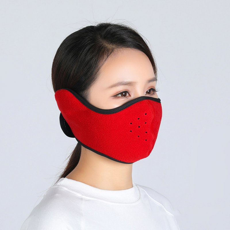 Winter Outdoor Ski Mask Cycling Warm Riding Mask Headgear Windproof Mask Ear Mask Red_Free size