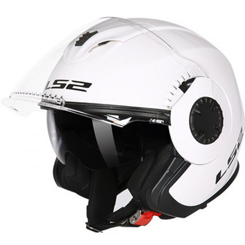 LS2 OF570 Helmet Dual Lens Half Covered Riding Helmet for Women and Men Motorcycle Helmet Casque Bright white XXXL