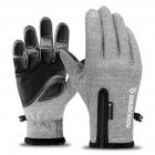 Winter Ski Cycling Gloves For Men Women Full Finger Waterproof Fleece Lined Thickened Warm Touch-screen Zipper Gloves