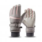 Winter Warm Motorcycle Gloves Ski Cycling Touch Screen Adjustable Wrist Strap Sports Travel Camping Gloves gray pink