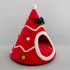 Winter Warm Pet Cave Soft Comfortable Christmas Hat Shape Hideout House Medium Red