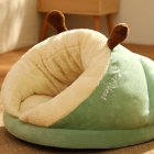 Winter Warm Plush Cozy Nest Slippers Shape Thickened Sleeping Cushion Mat For Small Medium Cats Dogs Avocado Green M [50 x 35 x 30cm]