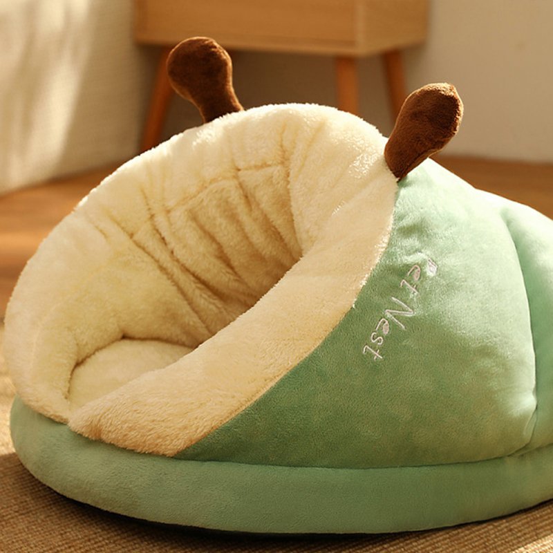 Winter Warm Plush Cozy Nest Slippers Shape Thickened Sleeping Cushion Mat For Small Medium Cats Dogs Avocado Green L [60 x 40 x 35]