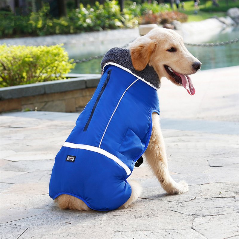 Winter Waterproof Outdoor Pet Dog Jacket Reflective Thicken Warm Coat Dog Clothes blue_XXL