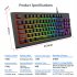 Wire Control Gaming Keyboard Y200 RGB Colorful Backlight 87 key Usb Keyboard For Laptop Desktop Pc Computer black