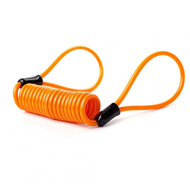 Wire Rope Spring Retractable Colorful Rubber Coating Portable Safety Elastic Motorcycle Helmet Anti-theft Rope 1.2Meter Orange