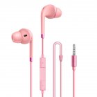 Wire-control Headphones Bass In-ear Sport Music Gaming Headset Earbuds Compatible For Iphone Oppo Xiaomi Vivo Universal pink