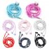 Wire controlled In ear Headphones With Mic Pearl Necklace Rhinestone Earphones Compatible For Samsung Xiaomi Phones White