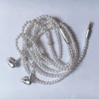 Wire controlled In ear Headphones With Mic Pearl Necklace Rhinestone Earphones Compatible For Samsung Xiaomi Phones White
