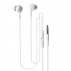 Wired Control Headphones With Microphone Candy Color Stereo In-ear Earbuds Headset Compatible For Iphone Android White