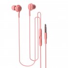 Wired Control Headphones With Microphone Candy Color Stereo In ear Earbuds Headset Compatible For Iphone Android pink
