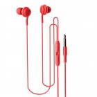 Wired Control Headphones With Microphone Candy Color Stereo In-ear Earbuds Headset Compatible For Iphone Android Red