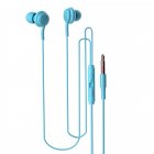 Wired Control Headphones With Microphone Candy Color Stereo In-ear Earbuds Headset Compatible For Iphone Android blue