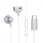 Wired Earbuds In-Ear Headphones HiFi Sound Earplug Headphones Plug-And-Play 3-Key Wire Control Earphones For Smart Phones Computer All Type-C Mobile Devices silver