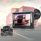 Wired Hd Reversing Camera With 5 Inch Lcd Ahd Monitor License Plate Frame Display Ip68 Waterproof Car Rear View Camera Kit black