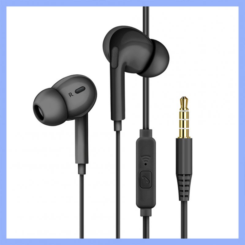 Wired Headphones Bass In Ear Headphone With Mic Music Earbuds 3.5mm Stereo Gaming Headset Dynamic Macaron Color Gifts Black