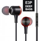 Wired  Headphones Game Dynamic Stereo Headset With Microphone Stable Plug Transmission Wire Control In-ear Sports Earplugs E3P black