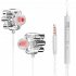 Wired Headphones Transparent In ear Double Moving Coil Dual Speaker Noise Reduction Wire controlled Tuning Headset  single core    black