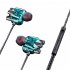 Wired Headphones Transparent In ear Double Moving Coil Dual Speaker Noise Reduction Wire controlled Tuning Headset  single core    black