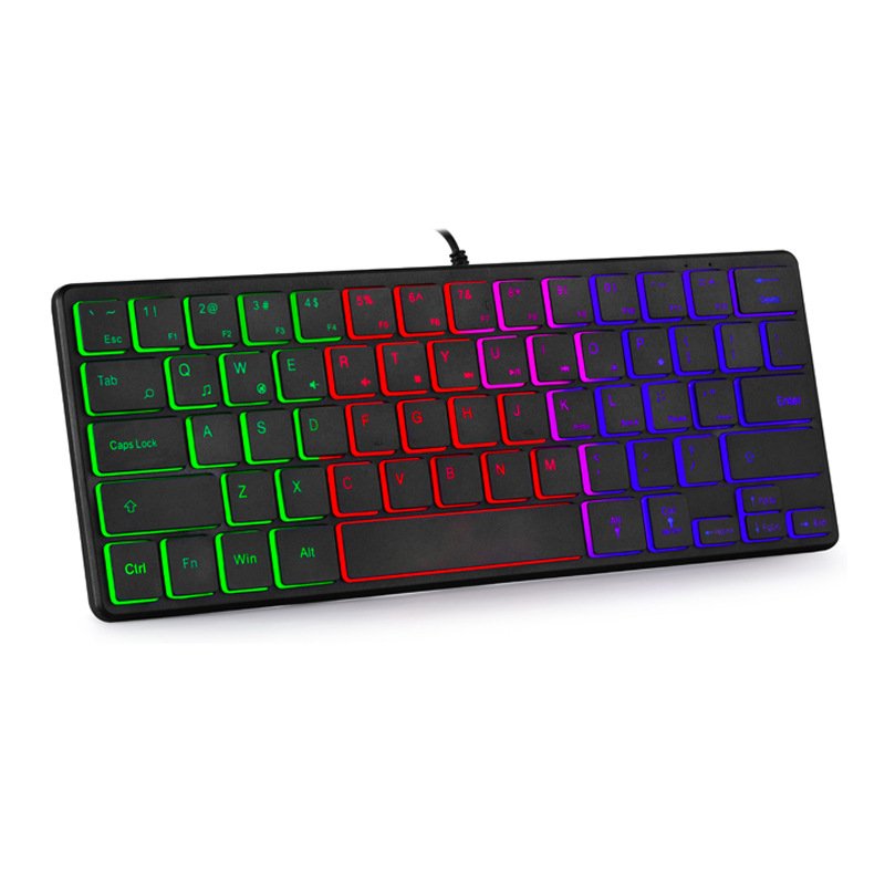 Wired  Keyboard Mini Five-row 3-color Luminous Gaming Keyboard Computer Notebook Office Keypad black