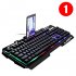 Wired Keyboard Robotic Feel Metal Luminous Backlight Mobile Phone Stand Holder Gaming Black