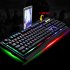 Wired Keyboard Robotic Feel Metal Luminous Backlight Mobile Phone Stand Holder Gaming Black