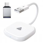 Wireless Adapter Compatible For CarPlay Android Auto 2.4Ghz 5GHZ Data Transmission Multimedia Video Dongle White