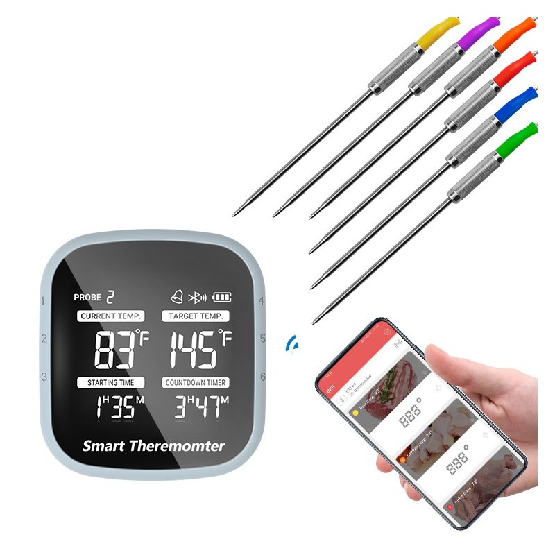Wireless Bbq Thermometer 6 Probes Digital Cooking Thermometer Smart App Control For Grilling Smoker Kitchen Food Temperature measurement range -50-300C