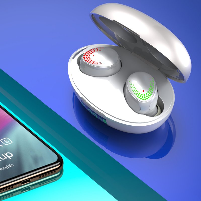 Wireless Binaural In-ear Bluetooth 5.0 Earphones With Power Display Multifunction Earphones White