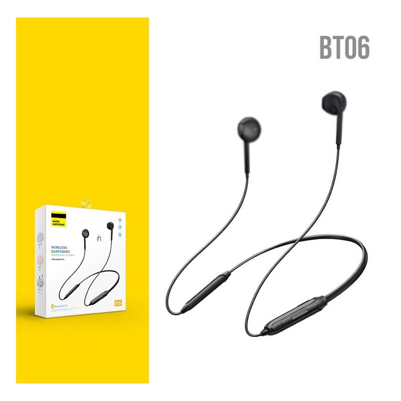 Wireless Bluetooth 5.0 Sports Headset Stereo Heavy Bass Hanging Neck Bluetooth Headset Black