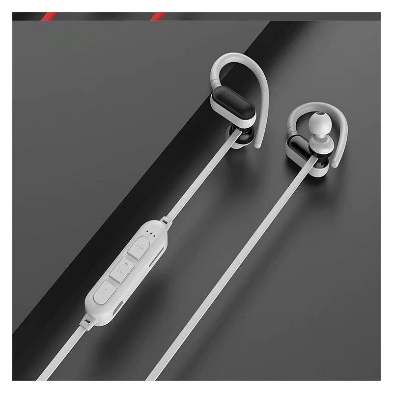 Wireless Bluetooth 5.0 Sports Headset 6D Surround HIFI Strong Bass Support TF Card Earphone  white
